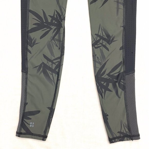 Sweaty Betty Gravity Run Bamboo Leaf Print Green/Black Leggings Size XS - Picture 3 of 8